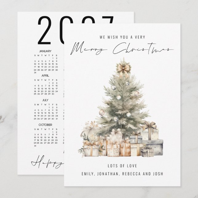 Calendario 2027 Feliz Navidad Árbol (Anverso / Reverso)
