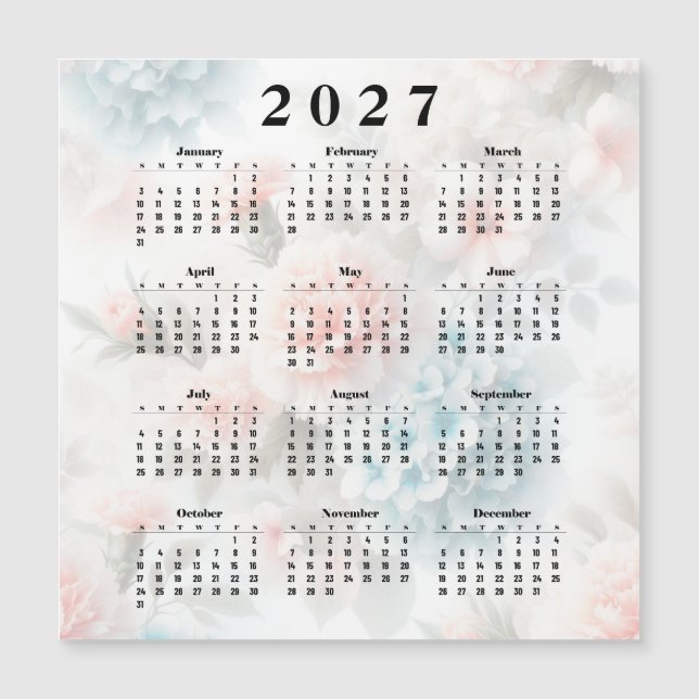 Calendario 2027 Flores (Anverso)