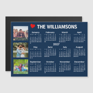 Calendario 2027 Foto Collage Azul Blanco Imán