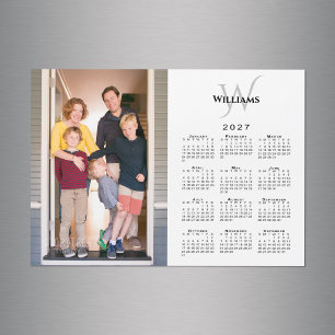 Calendario 2027 Foto Personalizada Monograma Nombr
