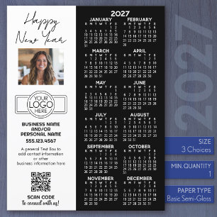 Calendario 2027 Hoja Completa - logotipo, Código Q