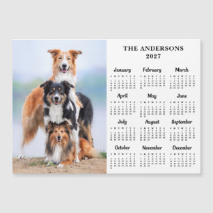 Calendario 2027 Imán Mascota Perro Niño Tarjeta de