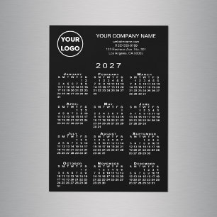Calendario 2027 Logo de Negocio Texto Imán de Tarj