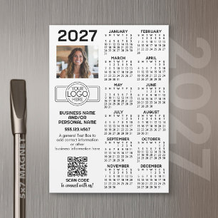 Calendario 2027 Logo de oficina, código QR, foto y