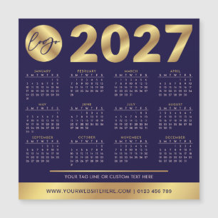 Calendario 2027 Logo Empresarial Azul Marino y Dor
