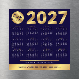 Calendario 2027 Logo Empresarial Azul Marino y Dor