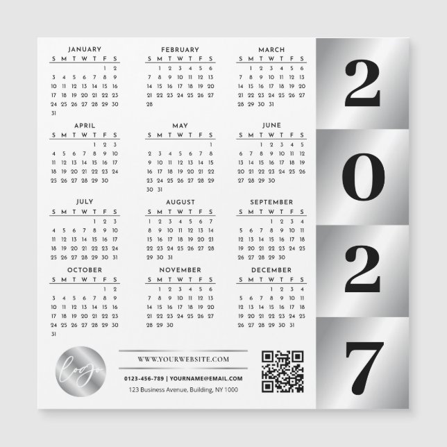 Calendario 2027 Logo Empresarial Código QR Cromo P (Anverso)
