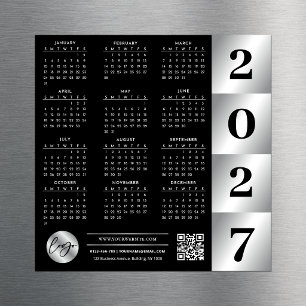 Calendario 2027 Logo Empresarial Código QR Negro y
