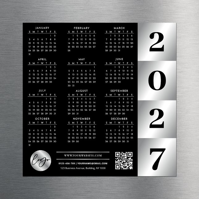 Calendario 2027 Logo Empresarial Código QR Negro y (Subido por el creador)