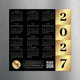 Calendario 2027 Logo Empresarial Código QR Negro y
