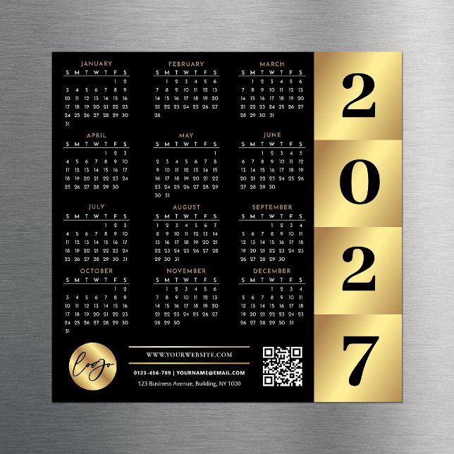 Calendario 2027 Logo Empresarial Código QR Negro y (Subido por el creador)