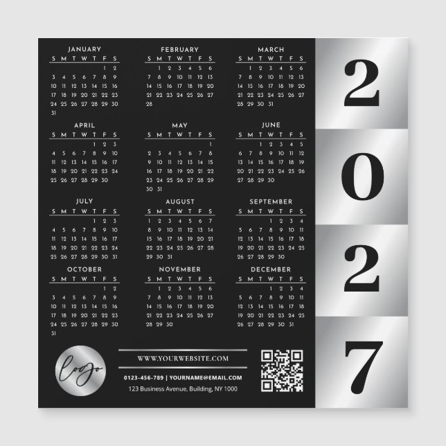 Calendario 2027 Logo Empresarial Código QR Negro y (Anverso)