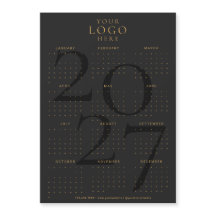 Calendario 2027 Logo Empresarial Imán Negro Oro