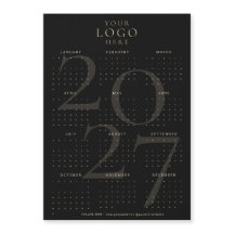 Calendario 2027 Logo Empresarial Negro Dorado Imán