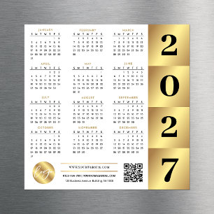 Calendario 2027 Logo Empresarial Oro Código QR Mar