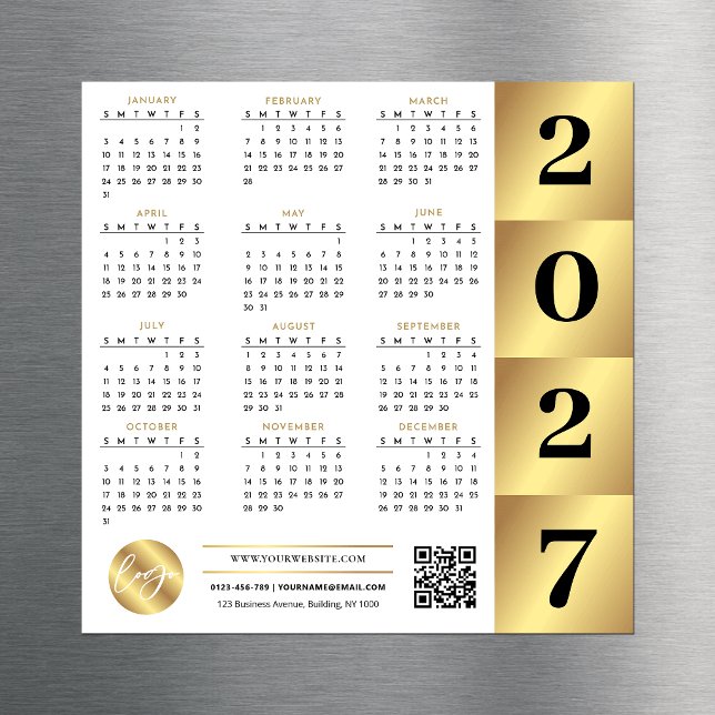 Calendario 2027 Logo Empresarial Oro Código QR Mar (Subido por el creador)