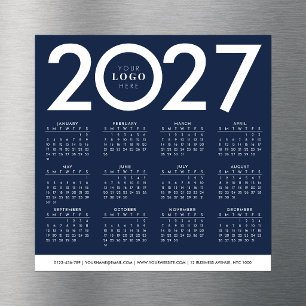 Calendario 2027 Logotipo Empresarial Azul Marino