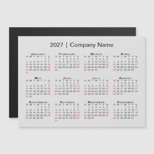 Calendario 2027 Nombre de empresa Gris Imán