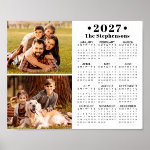 Calendario 2027 Póster Personalizado con 2 Fotos