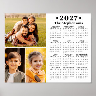 Calendario 2027 Póster Personalizado de 3 Fotos en