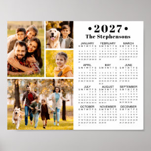 Calendario 2027 Póster Personalizado de 4 Fotos en