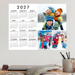 Calendario 2027 Póster Simple con 3 Fotos