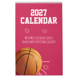 Calendario 2027 Rosa Baloncesto Para Chica Adolesc