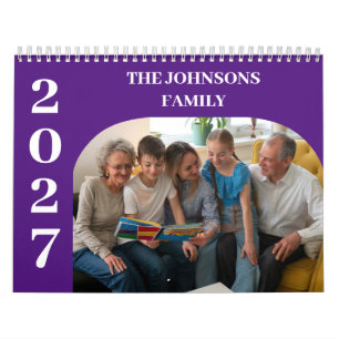 Calendario 2027 Simple Modern Fotos Personalizadas Familia