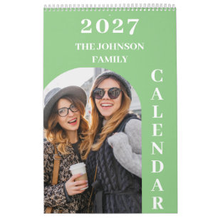 Calendario 2027 Simple Modern Personalizado 14 Fotos Familia