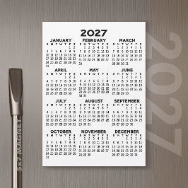 Calendario 2027 - Tarjeta Magnética Minimalista Bá