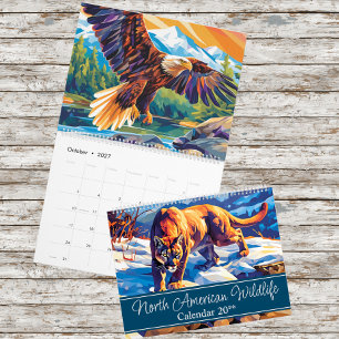 Calendario 2027 Vida Silvestre Norteamericana Dos Páginas Gra