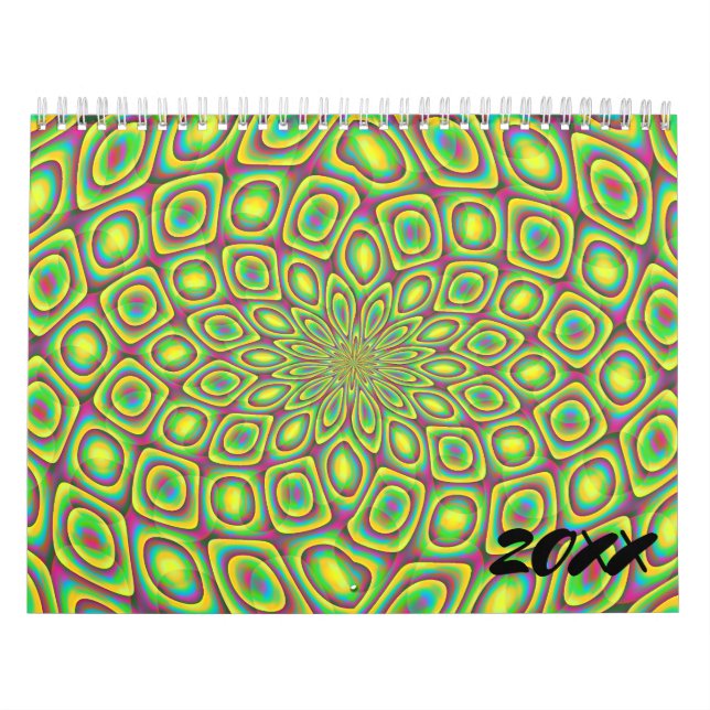 Calendario 20xx Arte Geométrico abstracto de color trippy (Tapa)