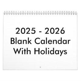 Calendario 24 Meses En Blanco 2025-2026 Con Vacaci