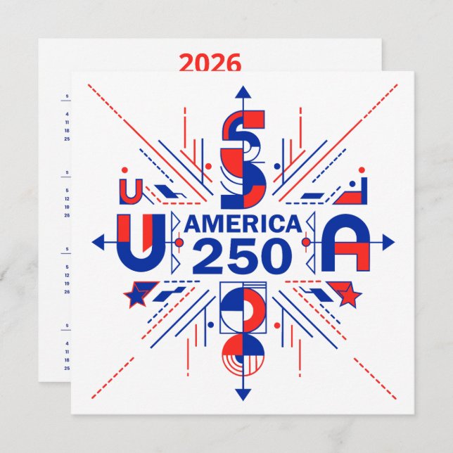 Calendario 250° aniversario de América (Anverso / Reverso)