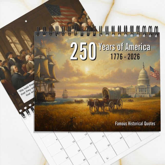 Calendario 250 Years of America, Patriotic, American History (250 Years of America Calendar / famous quotes)