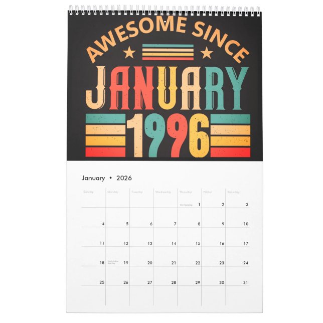 Calendario 30th Birthday Calendar  (Jan 2026)