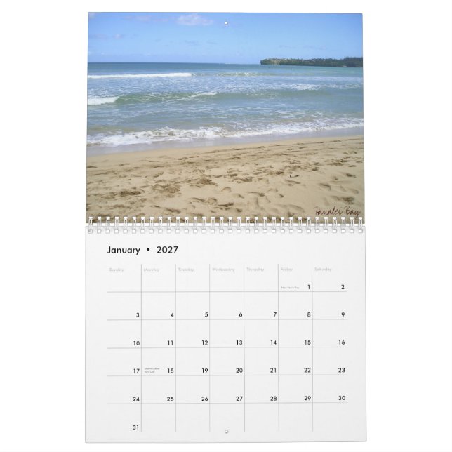 Calendario 365 días en el paraíso (Jan 2027)