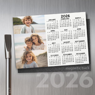 Calendario - 3 fotos - Imán blanco negro básico