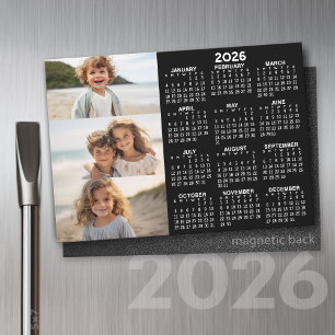 Calendario - 3 fotos - Imán blanco negro básico