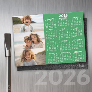 Calendario - 3 fotos - Imán blanco verde básico