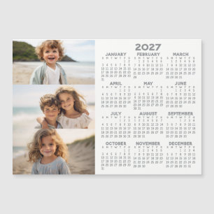 Calendario - 3 Fotos - Imán Gris Básico Blanco