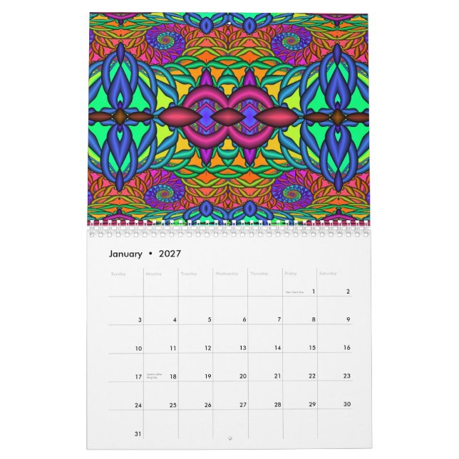 Calendario 3D fractales 2011 (Jan 2027)