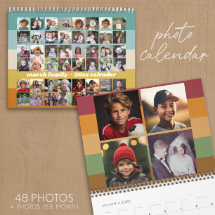 Calendario 48 Foto - Franja Colorida Retro Familia
