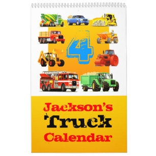 Calendario 4to camión de la construcción del cumpleaños de