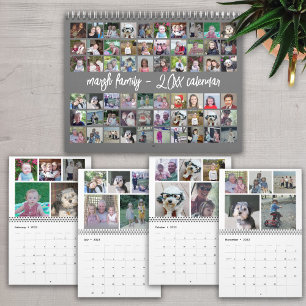 Calendario 60 Foto - Gris de plantilla de familia moderna Per
