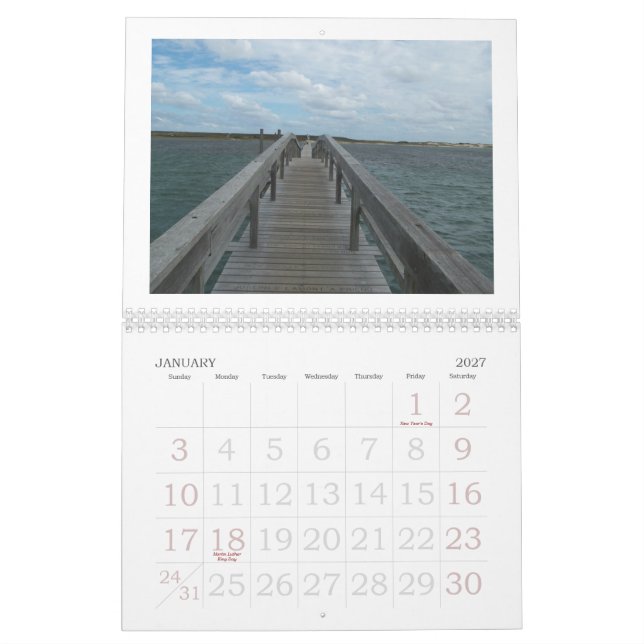 Calendario Abajo por el mar, cabo Cape Cod (Jan 2027)
