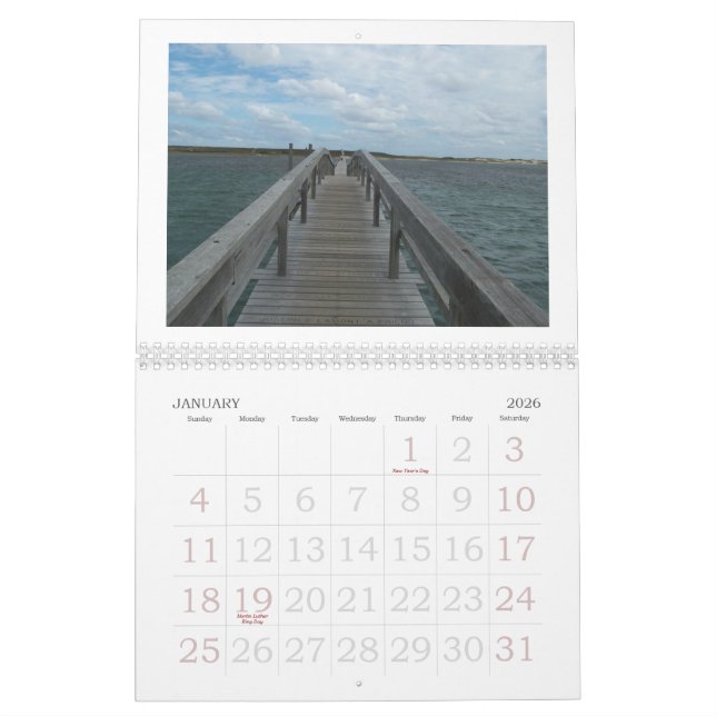 Calendario Abajo por el mar, cabo Cape Cod (Jan 2026)