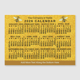 Calendario Abeja Panal 2026 Personalizado Imán Api