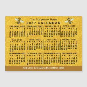 Calendario Abeja Panal 2027 Personalizado Imán Api