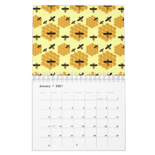 Calendario Abejas de Miel Panal Amante de Insectos Amarillo A